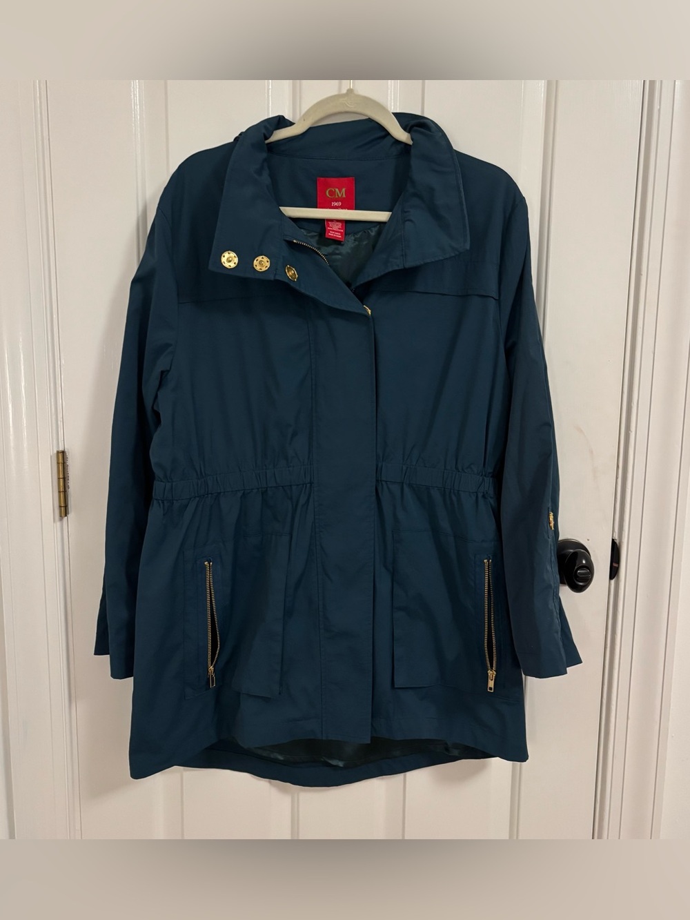 Ciao Milano Teal Utility Rain Jacket with Gold Hardware Size XL